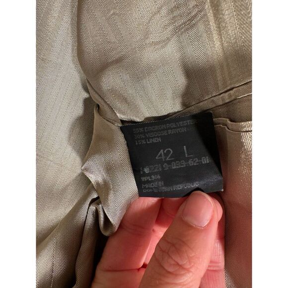 Haggar Clothing Co. Mens Suit Jacket Blazer Size 42 Long Light Beige Solid Lined - Picture 13 of 13